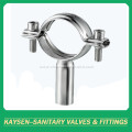 Sanitary round pipe holder with tube hanger